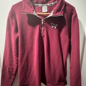 PINK Victoria's Secret Maroon Quarter-Zip Sweatshirt